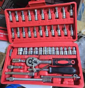 Mythco 46pcs Socket Wrench Set - Auto Repair Tool Kit Red - thumbnail 2