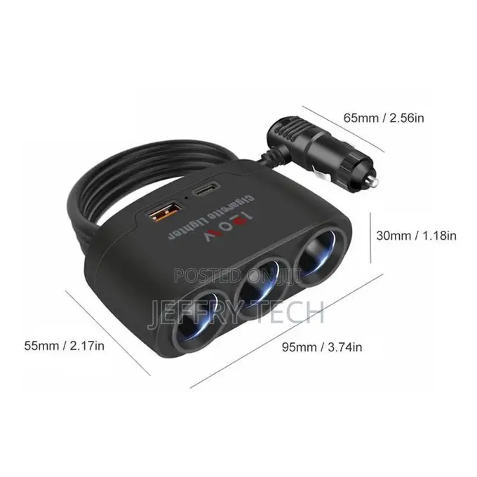 3 in 1 Dual Usb Socket 120w Car Splitter 12v 24v Fast Charge