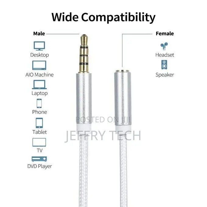 3.5mm TRRS Male to Female Audio Cable 3.5mm Aux Extension Co