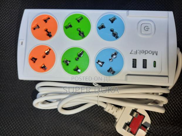 Fk Multi-Way Extension.6 Way Power Strip.Usb.Type C Sockets - main view