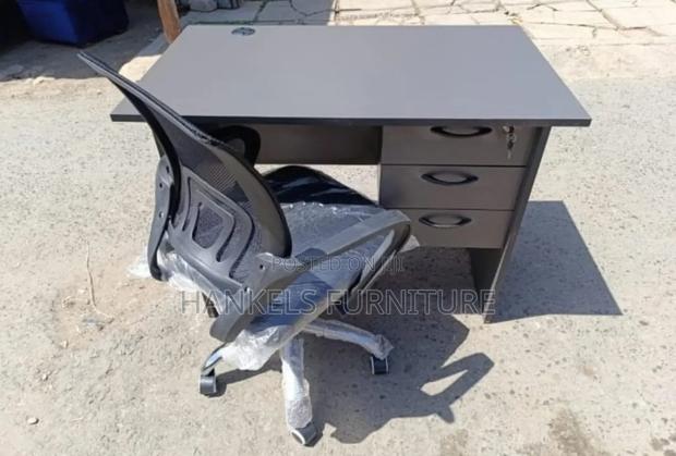 Combo Gray Black Desk And Office Chair
