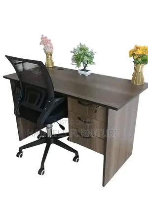 Dark Walnut Office Desk And Swivel Office Chair