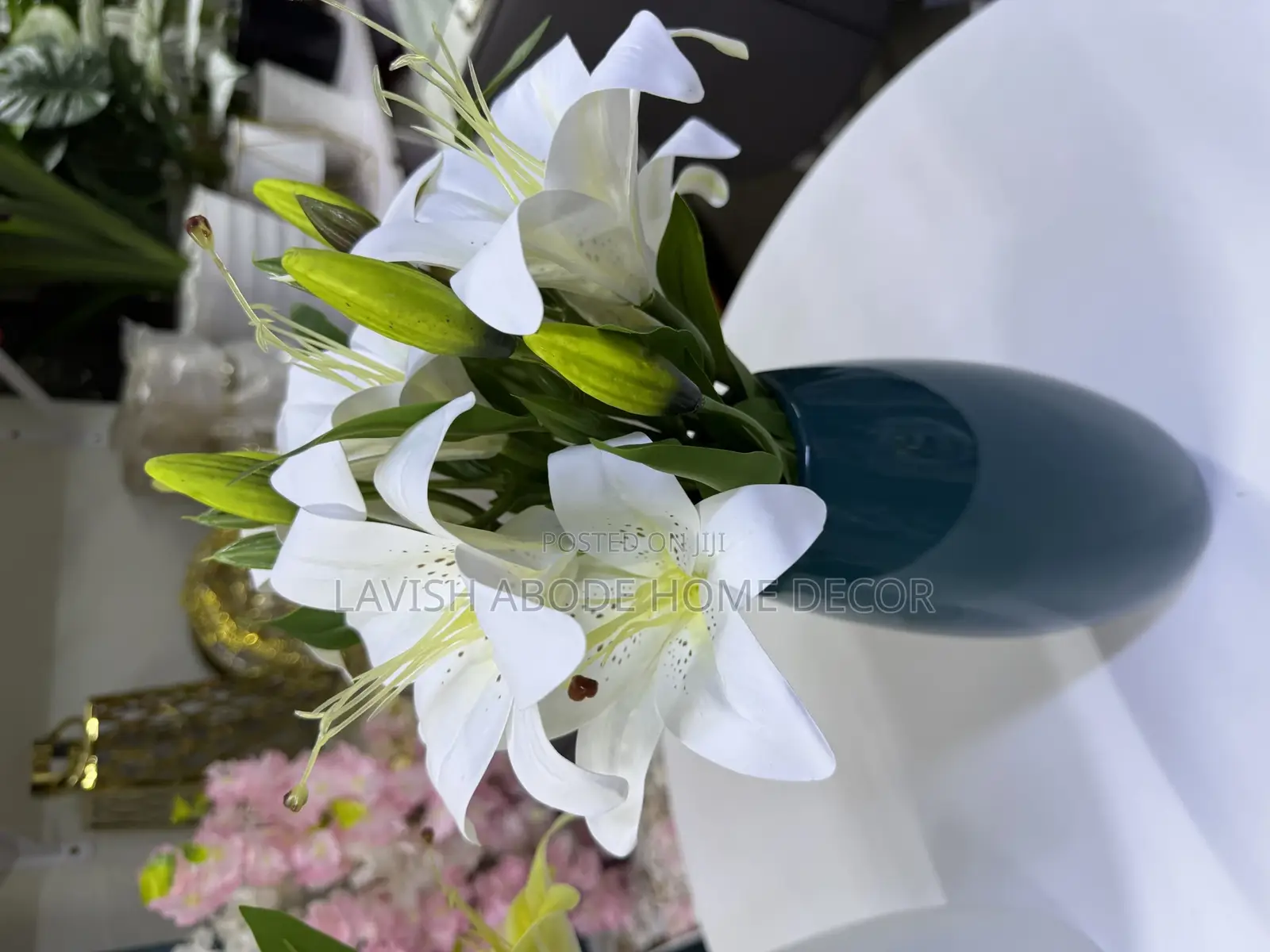 Ceramic Flower Vase With Lily Flowers