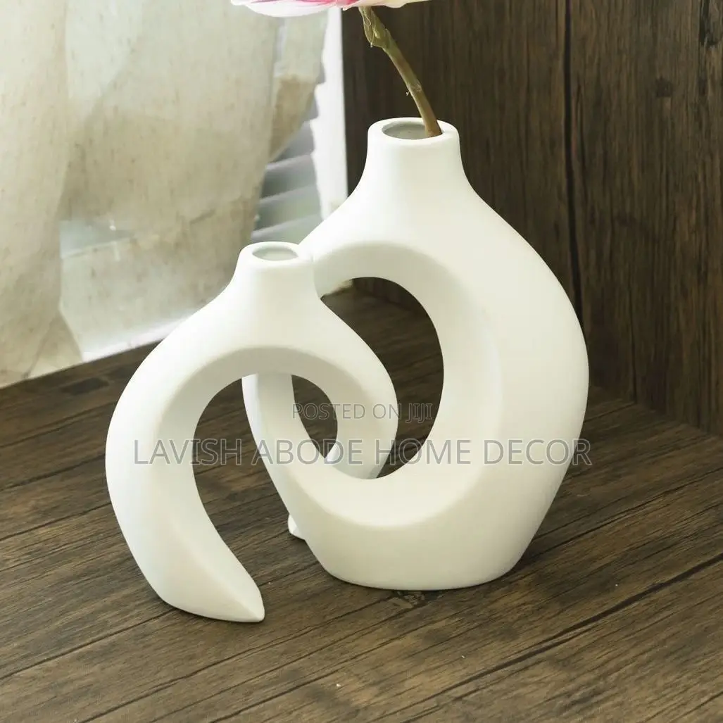 Ceramic Unbreakable Interlocking Flower Vase Twin Decor