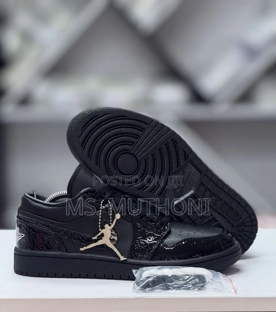 Nik E Air Jordan 1 Low Black Croc Basketball Sneakers 38-45