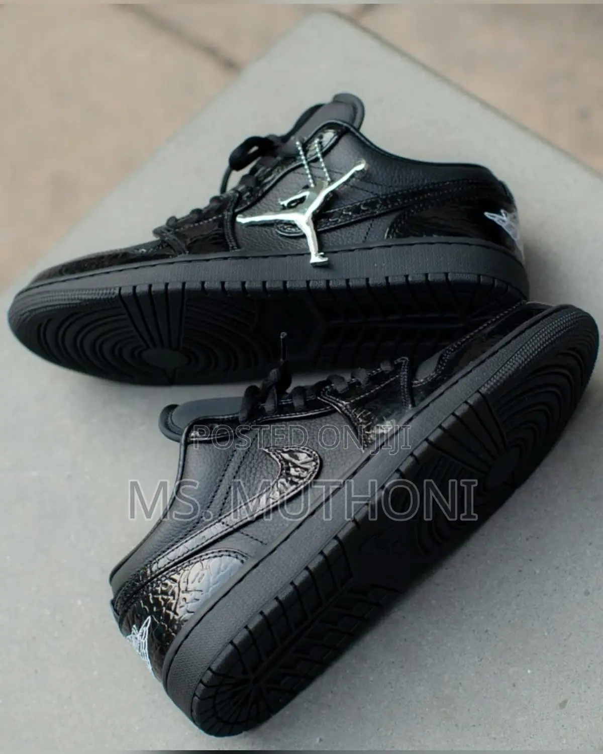 Nik E Air Jordan 1 Low Black Croc Basketball Sneakers 38-45