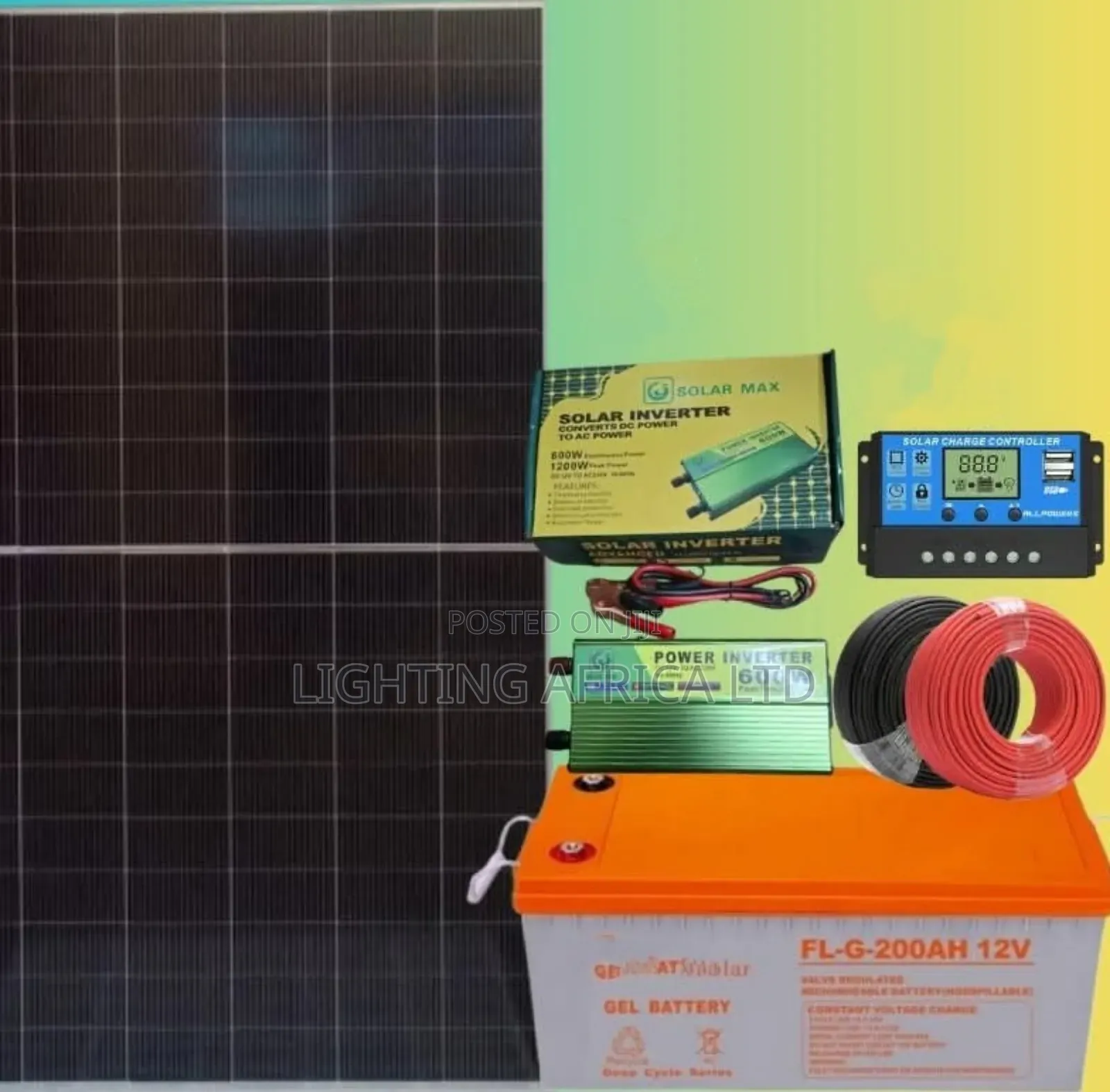Sunny Kit 525 Watts Solar - 200ah Battery - 600w Inverter - 6 Bulbs