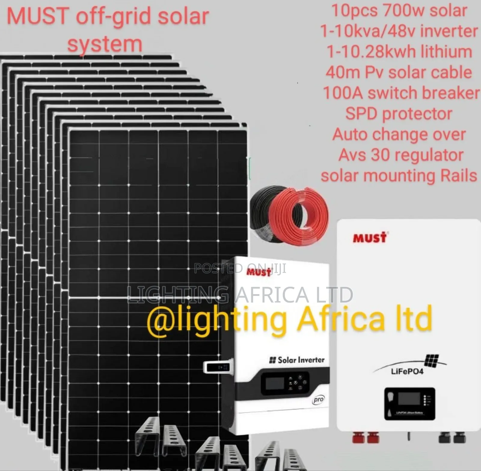 10kva Inverter 10.28kwh Lithium Off-grid Solar System