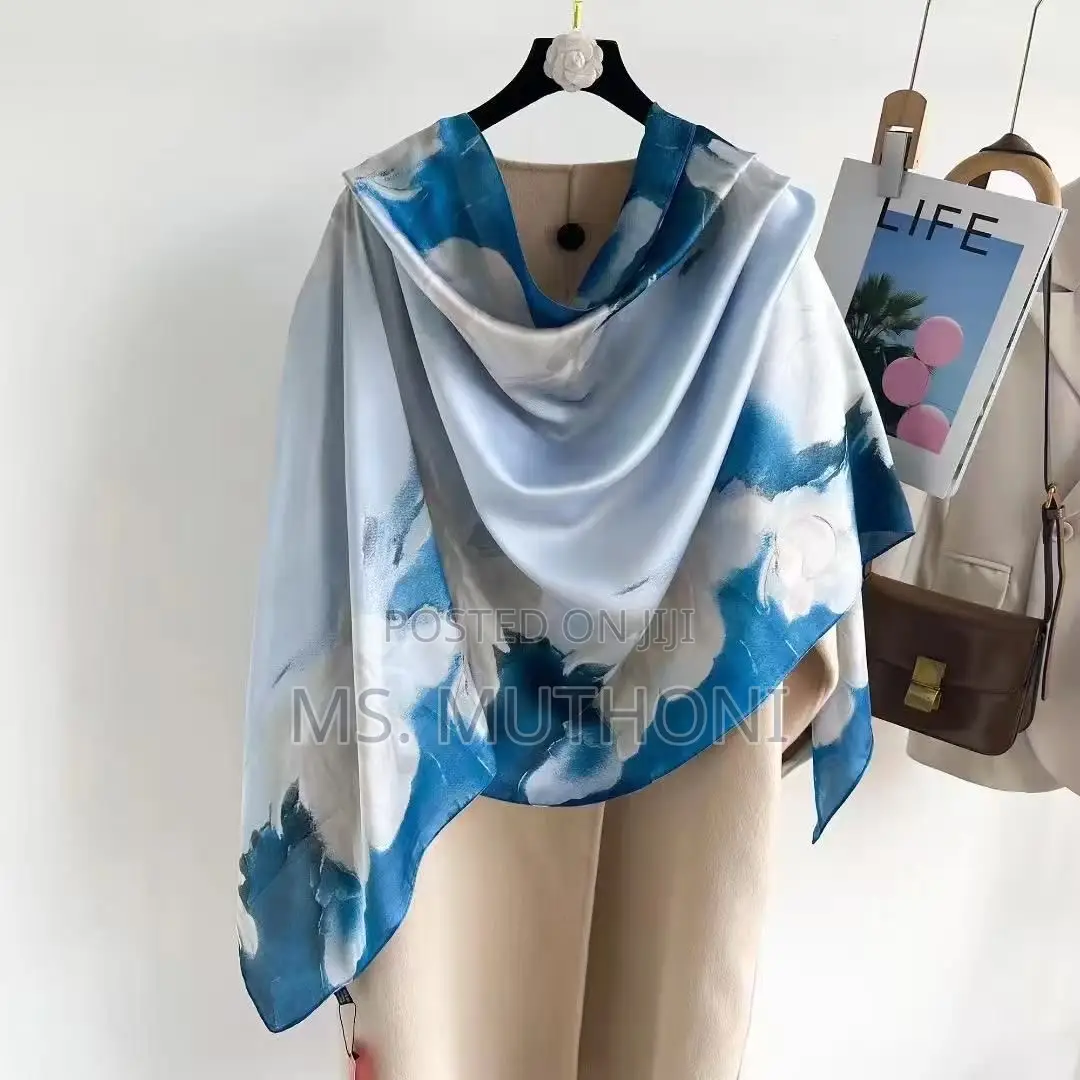 Elegant Floral Quality Ladies Soft Silk Scarf 