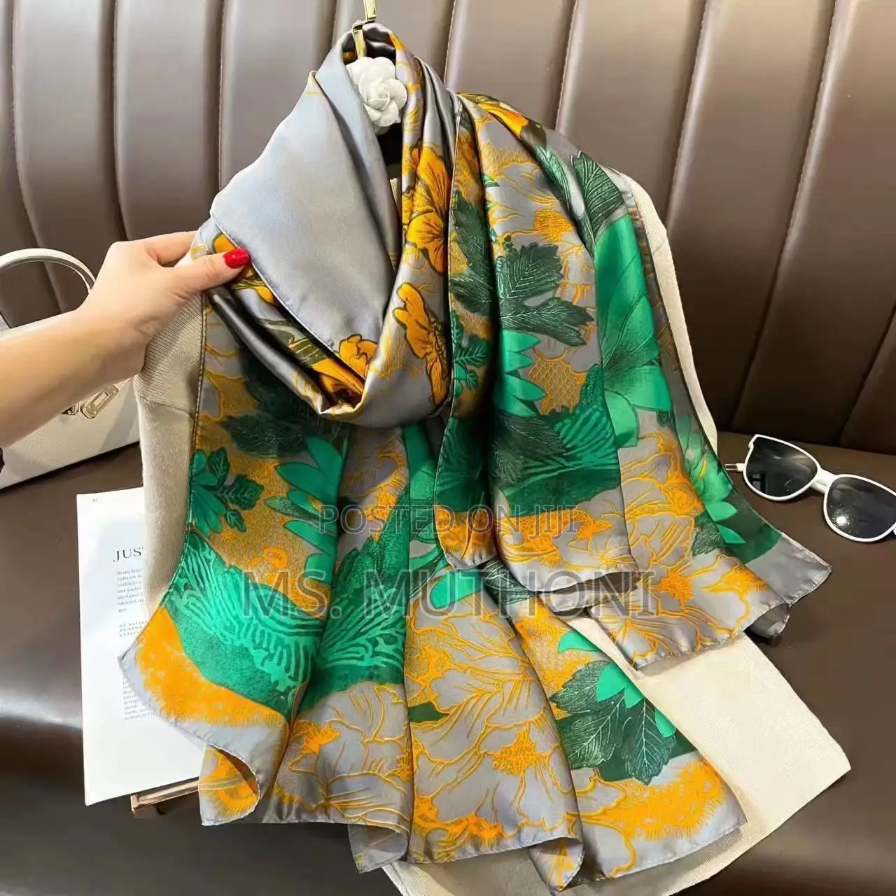 Elegant Floral Quality Ladies Soft Silk Scarf 