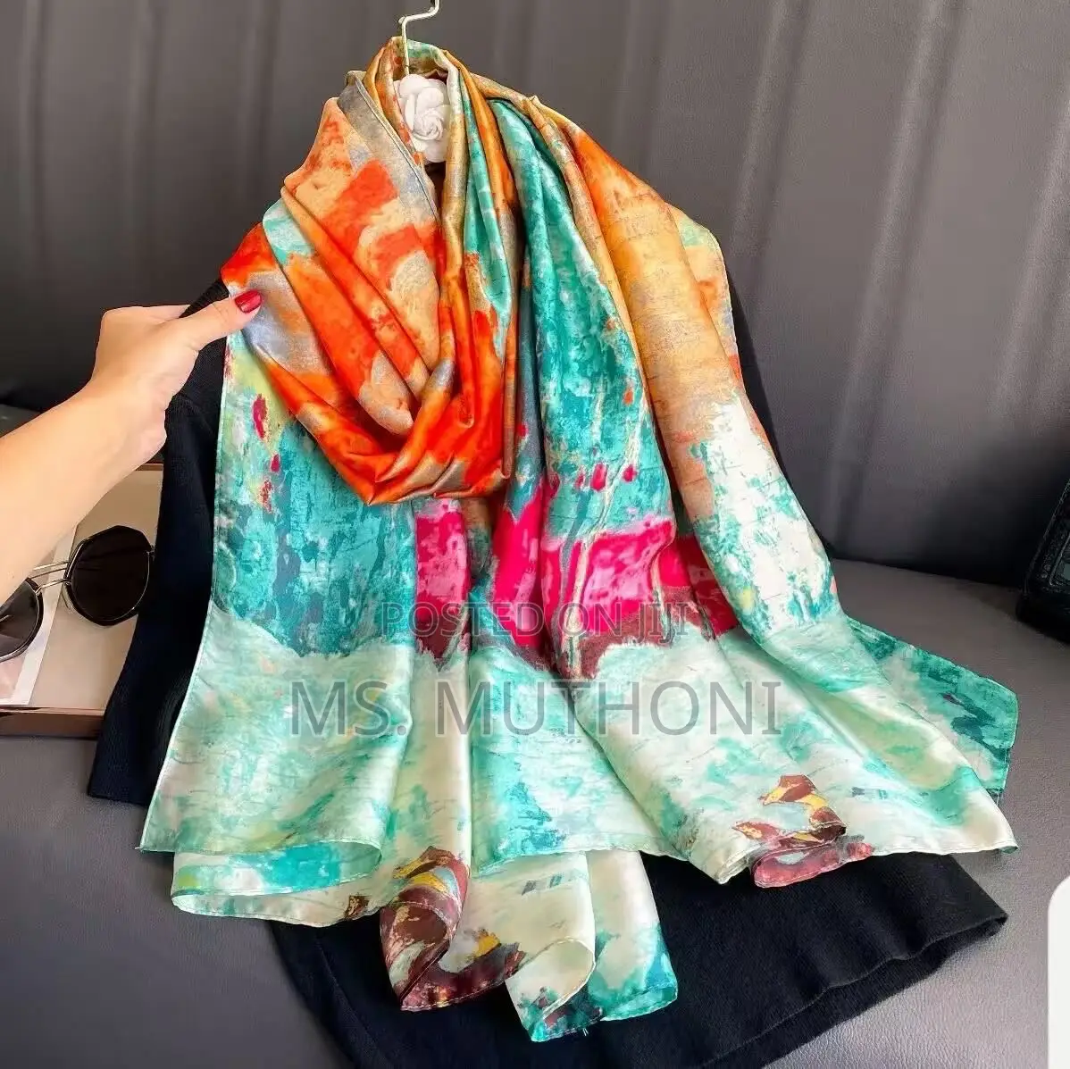 Elegant Floral Quality Ladies Soft Silk Scarf 