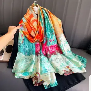 Elegant Floral Quality Ladies Soft Silk Scarf 