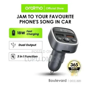 Oraimo 18watts Car Charger Bluetooth Fm Available