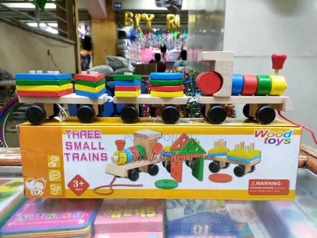 Three Small Trains Wooden Toys - main view