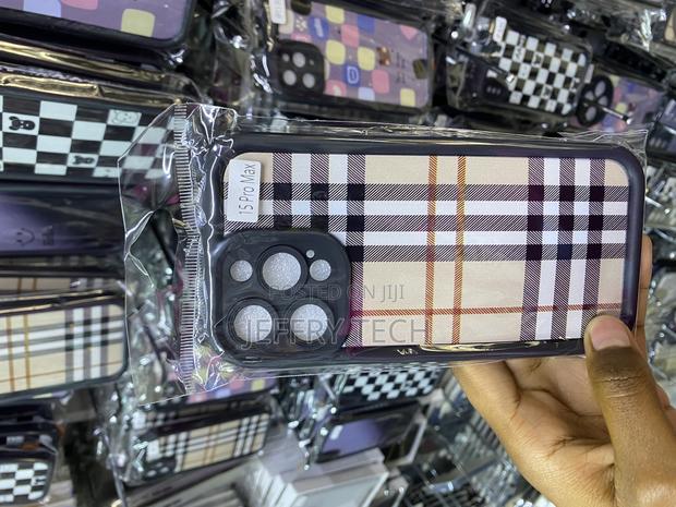 Plaid Faux Tartan Grid Stripe Fabric iPhone 15 Pro Max Case