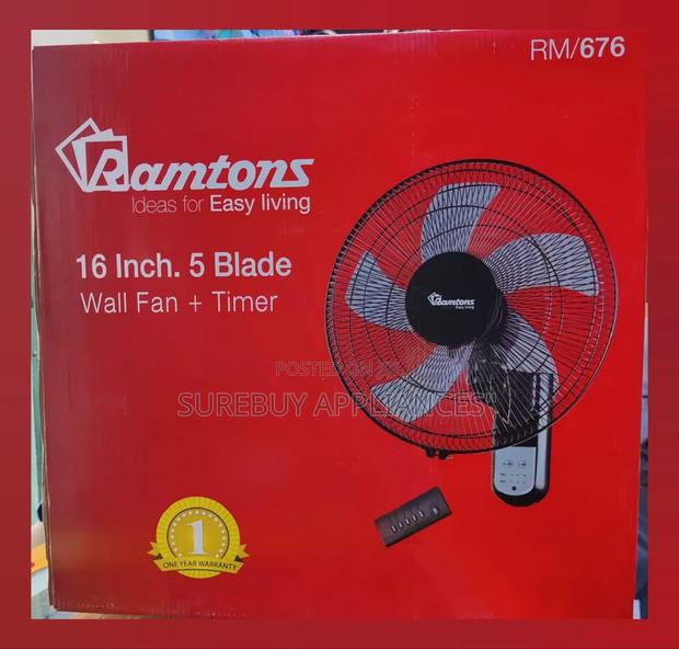 Rm/676 Ramtons 16 Inches Wall Fan 5 Blades With Remote - main view