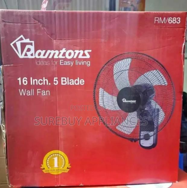 Ramtons Black Wall Fan With Remote – Rm676 - main view