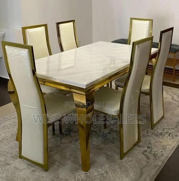 6 Sitter Pure Marble Dining Table Available - main view