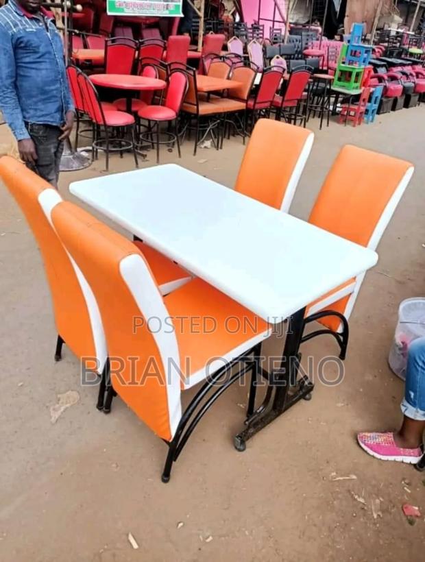 Orange/Striped White Restaurant Chairs - main view