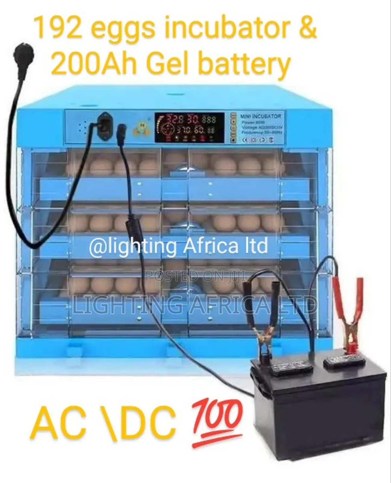 200ah -12v Gel Battery Backup - 192 Eggs Ac/Dc Smart Quality Incubator