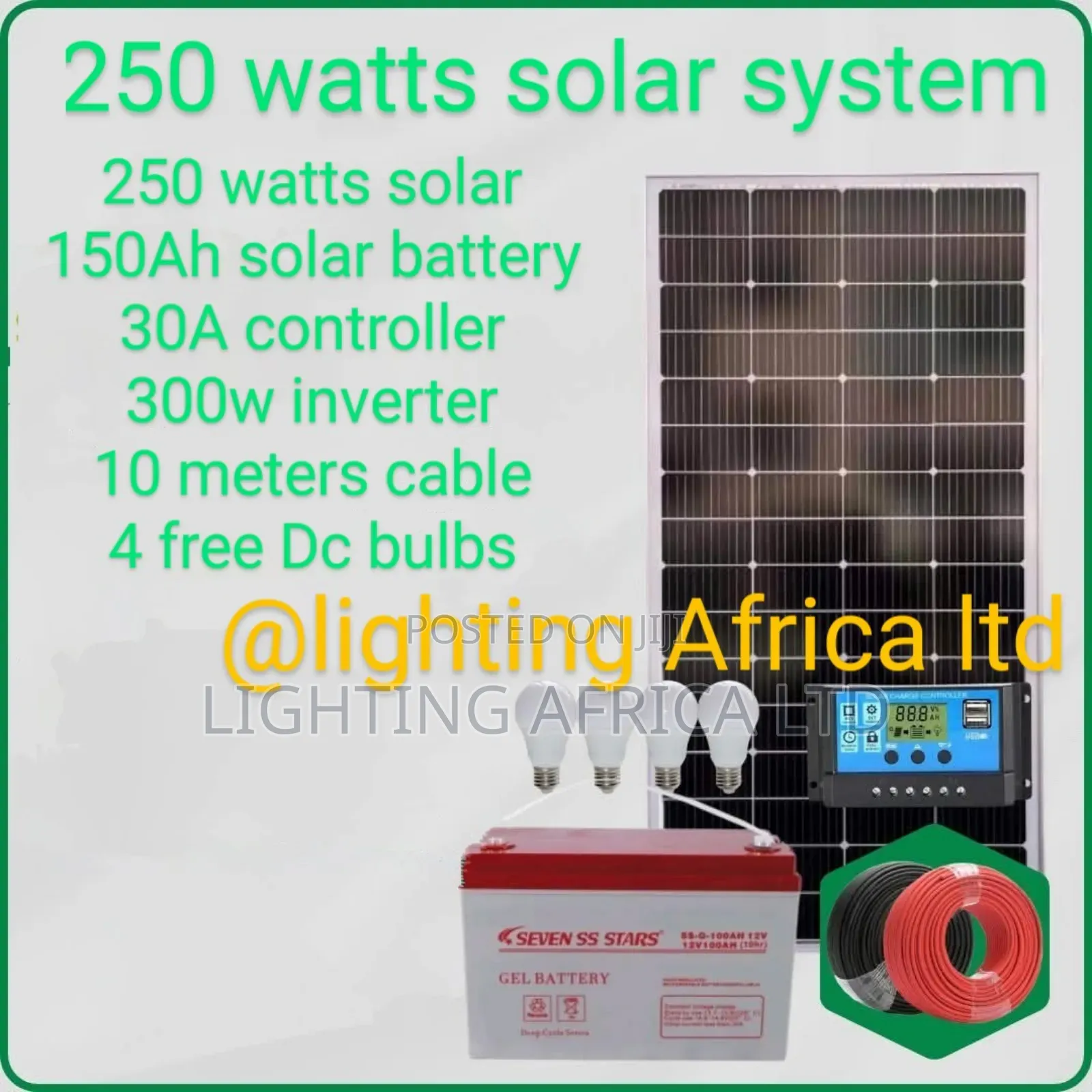 250w Solar Nyumba Yetu Full Package - 150ah Battery - 300w Inverter