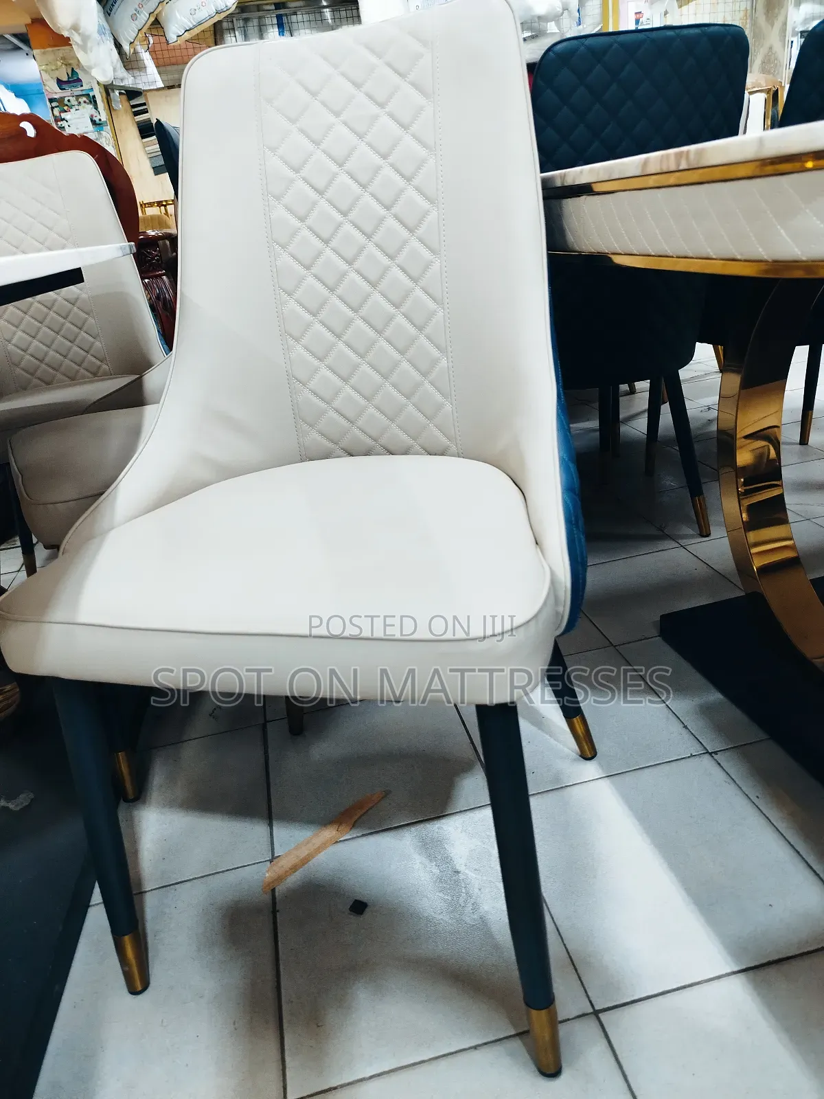 High-End Marble Top Dining Set 6 Chairs With Gold Finishing