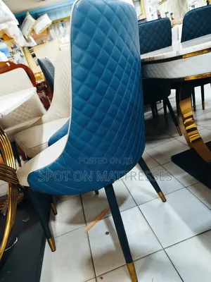 High-End Marble Top Dining Set 6 Chairs With Gold Finishing