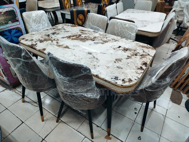 New Arrivals! 6 Chairs Dining Set With Marble Top Table. - main view