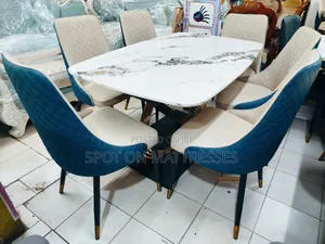Just in - Marble Top Dining Set With 6 Leather Chairs