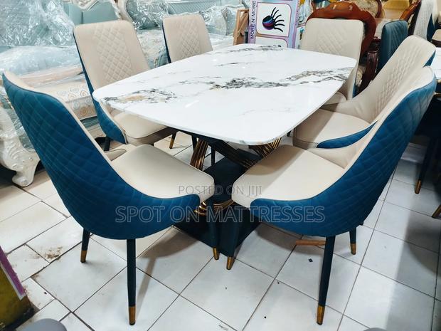 Just in - Marble Top Dining Set With 6 Leather Chairs