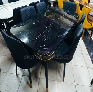 New Arrivals! Marble Top Dining Set With 6 Leather Chairs.