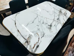 15% Off - Marble Top Dining Set With 6 Leather Chairs.