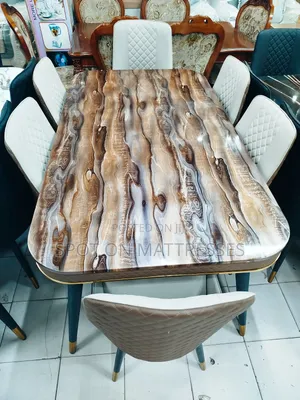 20% Off! Classic Marble Top Dining Set With 6 Leather Chairs
