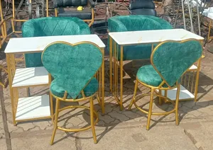 Salon Set, 2 Heart Seats,2 Styling Chairs and Tables