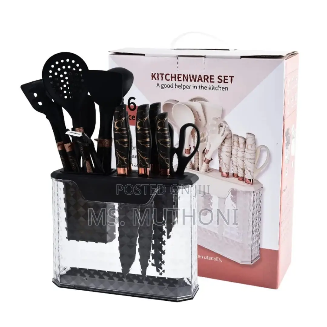Black 16pcs/Stainless Steel Kitchen Knife Set