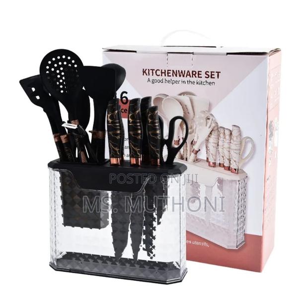 Black 16pcs/Stainless Steel Kitchen Knife Set - thumbnail 2