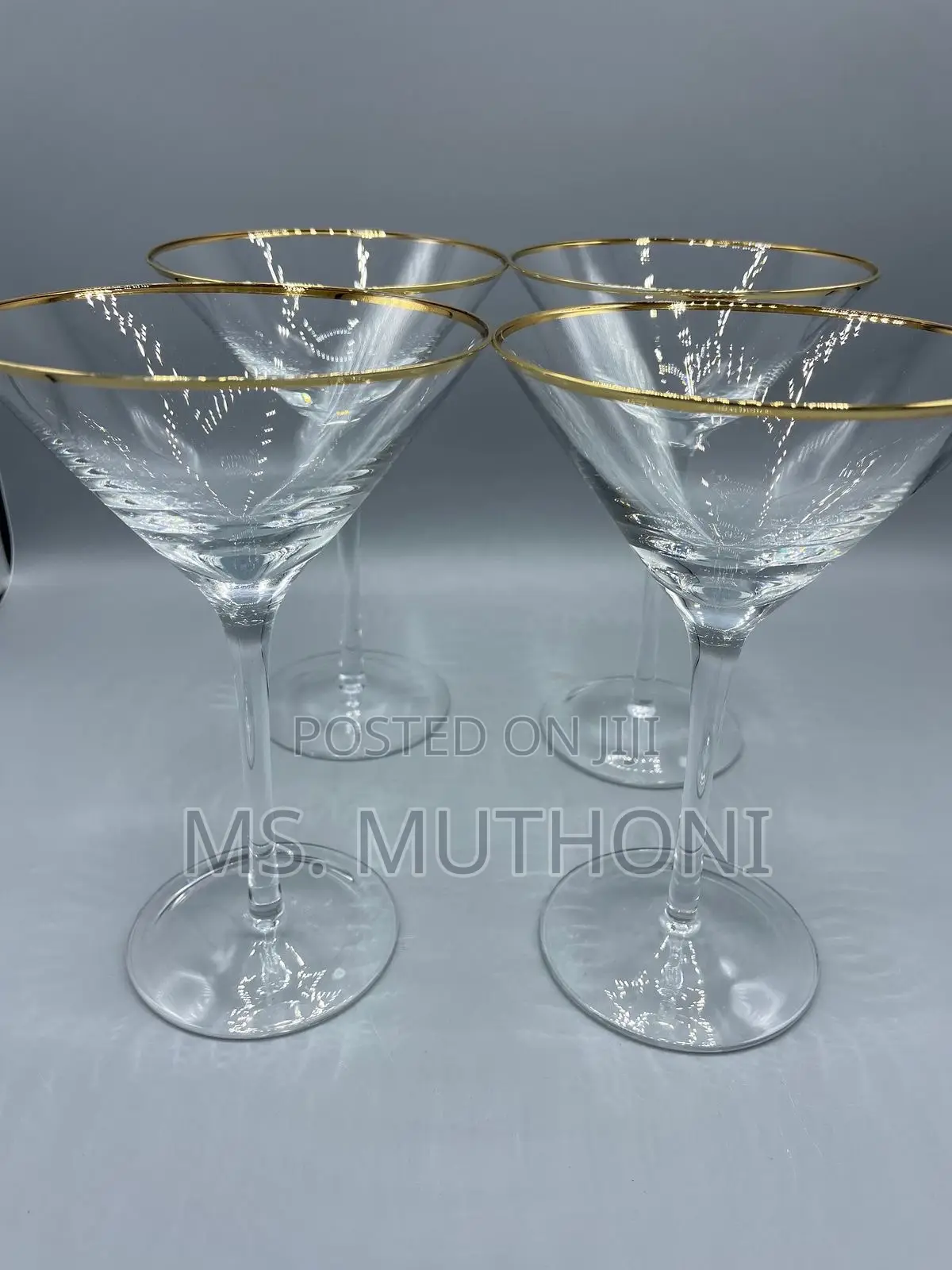  *6pcs Deli Martini Cocktail Glasses With Gold Rim*