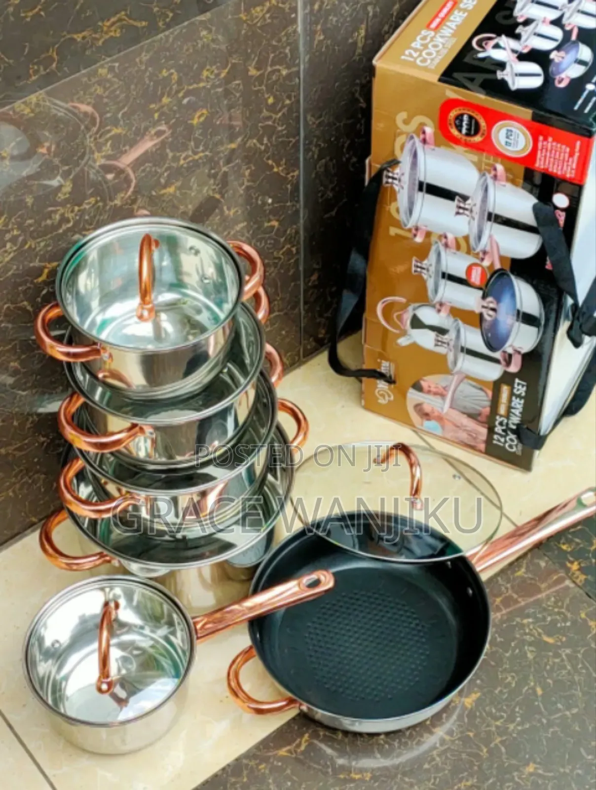 12 PCS Stainless Cookware Yiametei Induction Based