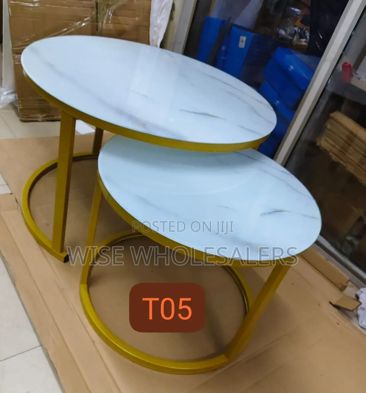 Marble Nesting Coffee Table (Glass Effect) White