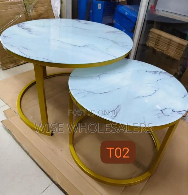 Marble Nesting Coffee Table (Glass Effect) White - main view