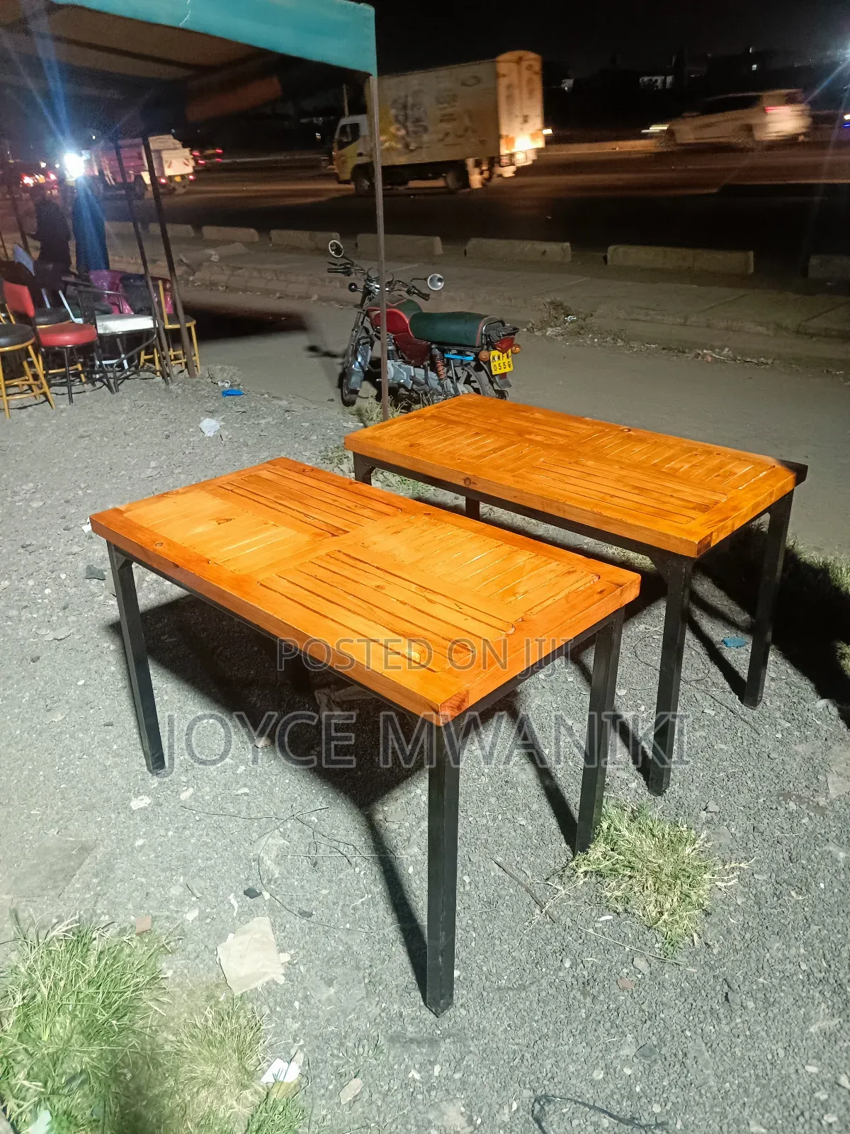 Wooden Metallic Table, 4ft by 2ft 
