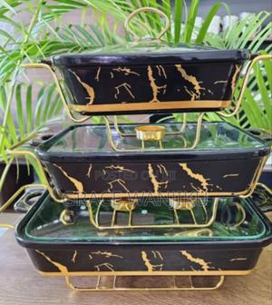3pcs Black Gold Ceramic Chaffing Dish - thumbnail 2