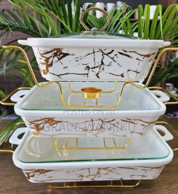 3pcs Black Gold Ceramic Chaffing Dish - thumbnail 3