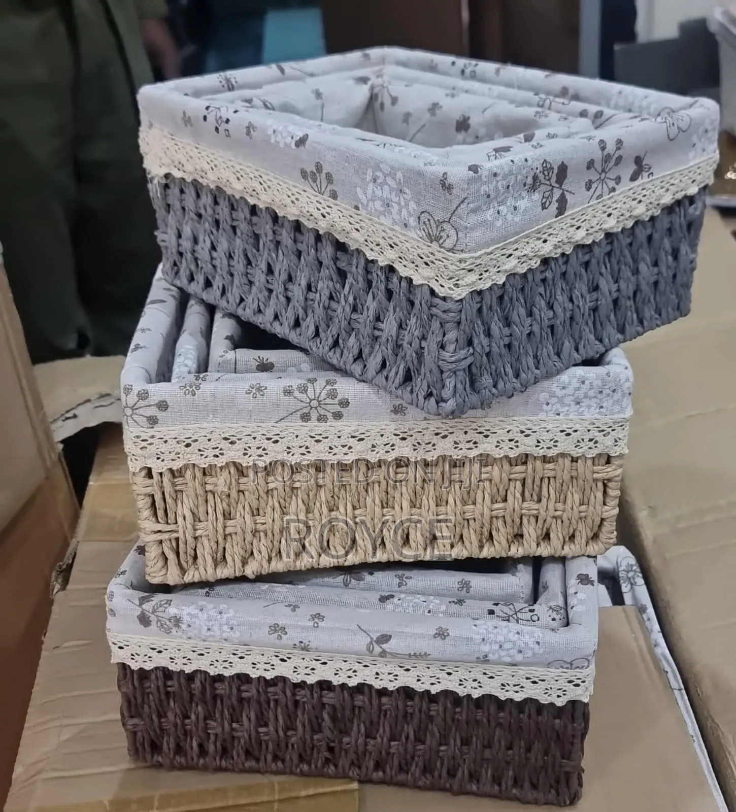 3pc Wooven Rattan Baskets