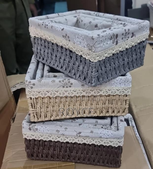3pc Wooven Rattan Baskets - main view