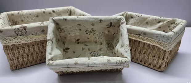 3pc Wooven Rattan Baskets - thumbnail 2