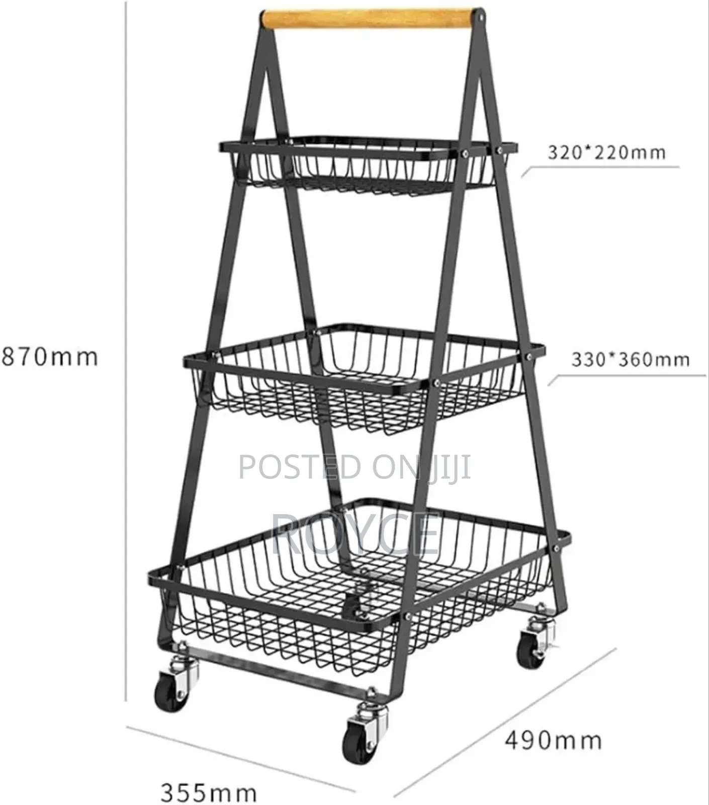 A-Shaped 3-Tier Trolley Cart
