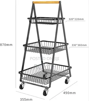 A-Shaped 3-Tier Trolley Cart