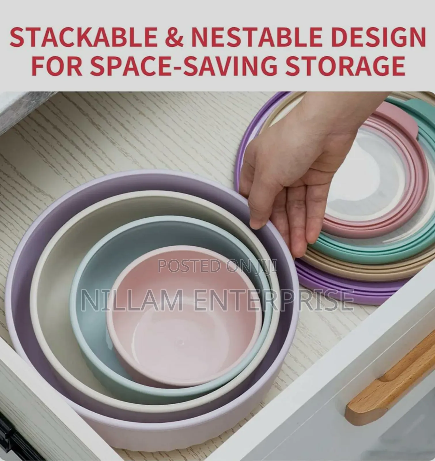 4pcs Storage/Salad Stockable Bowls Set