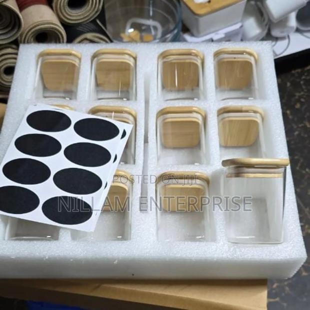 12pc Square Glass Spice Jar Set 300ml - thumbnail 4